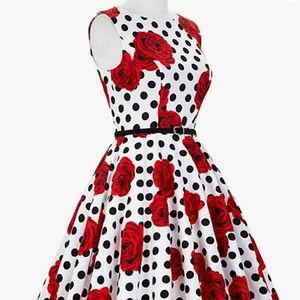 Boatneck Sleeveless Vintage Tea Dress with Belt